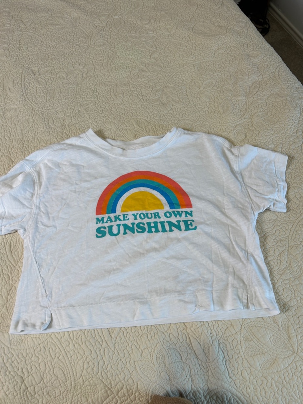 Make Your Own Sunshine Kids' Cropped Graphic Tee - White